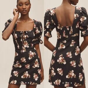 Anthropologie Maeve Puff Sleeve Linen Mini Dress